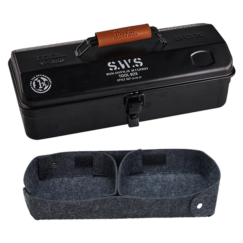 Camping Tool Storage Box with Handle Portable Carry Storage Box Anti-Slip Camping Toolbox Iron Box Camping Accessories