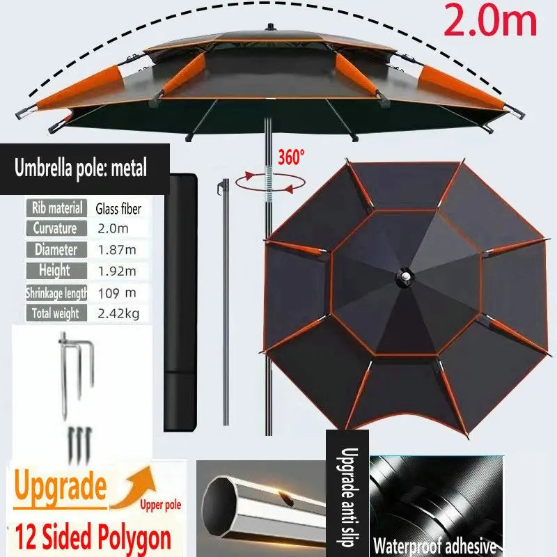 Fishing Umbrella Outdoor Sunshade Protector Thickened Version Beach Camping Backyard Large Parasol Waterproof Outdoor Umbrella