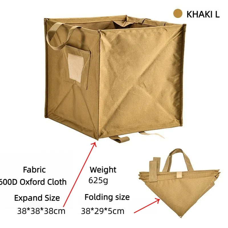 Trash Storage Basket with Rope Storage for Outdoor Camping Trash Organizers