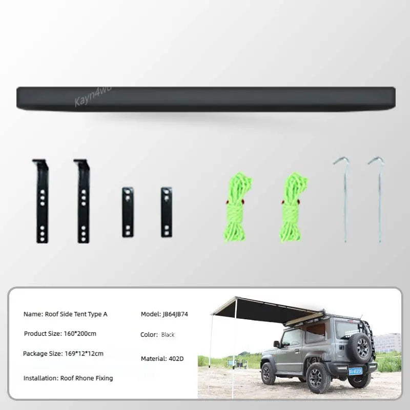 Off-Road 4x4 Accessories Roof Side Tarp Tent Sunshade Waterproof For 3 Door 2019+ SUZUKI Jimny JB64 JB74 Outdoor Camping Tent