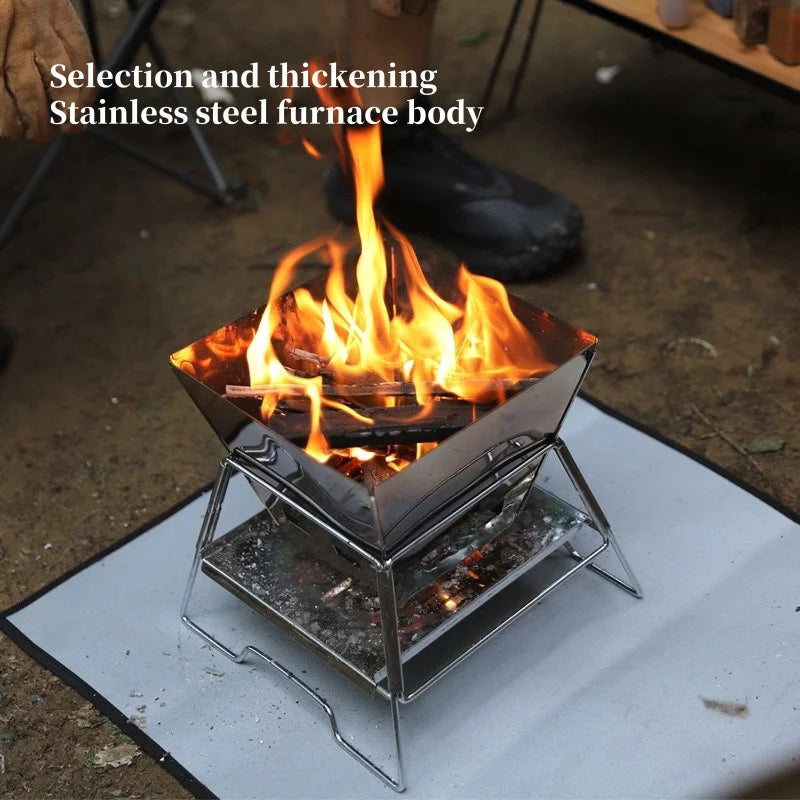 Camping Fire Table Charcoal Barbecue Grill Outdoor Picnic Bonfire Outdoor Portable Folding Barbecue Stove Fire Pit Camping Stove