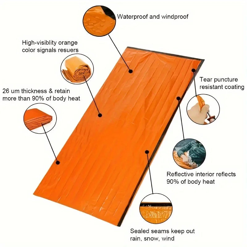 2 PCS Portable Insulated Sleeping Bags Emergency Shelter Camping Sleep Bag Travel