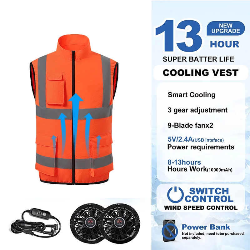Air Conditioning Vest, Summer Outdoor Work Fan Vest, Cooling Clothing, Artificial Fan Coveralls, USB Fan Jacket