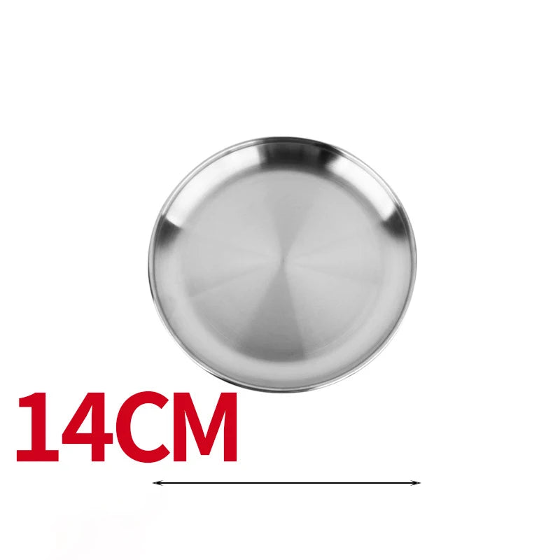 Camping Tableware Plate Stainless Steel Portable Cutlery Camping Supplies Outdoor Picnic Tourist Dishes Camping Utensils