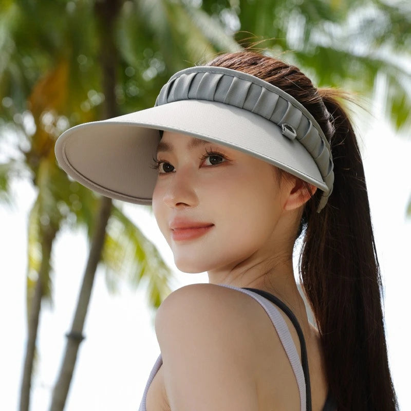 UV Protection Women's Wide Brim Sun Visor Cap 2025 New, Full Face Coverage Summer Open Top Hat for Outdoor