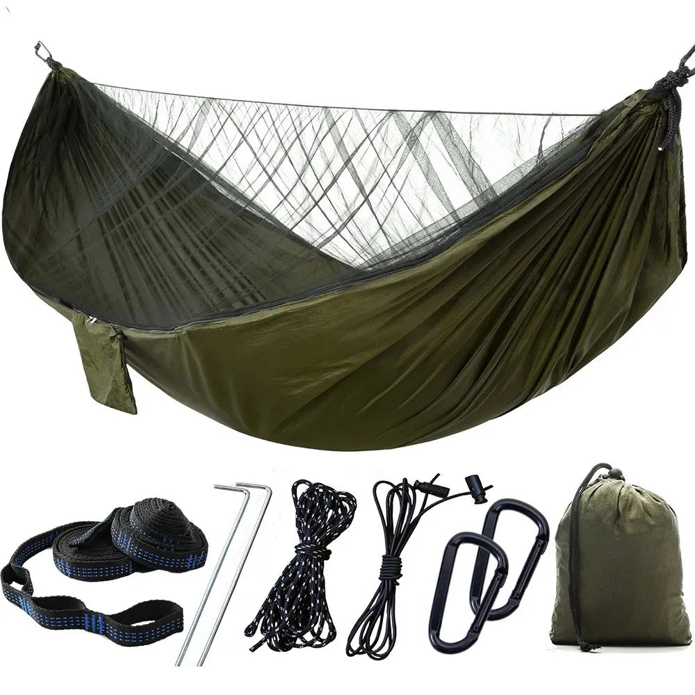 2 Person Camping Hammock with Mosquito Net, Ultralight Equipment, Swing for Adults, Hanging Hammock