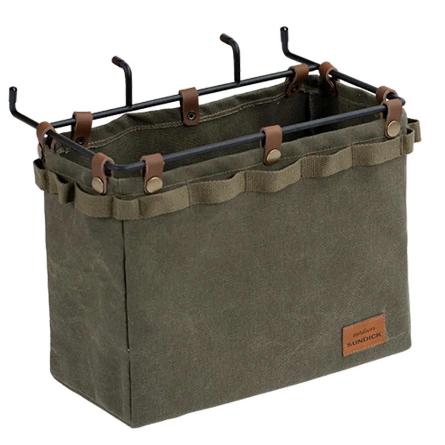 Camping Table Side Storage Bag Multifunctional Folding Canvas Bag with Hook Outdoor Picnic Desk Cookware Hanging Large Capacity