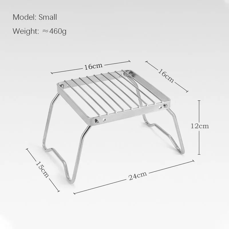 Folding Campfire Grill Portable Stainless Steel Camping Grill Grate Gas Stove Stand Multifunctional Outdoor Wood Stove Stand