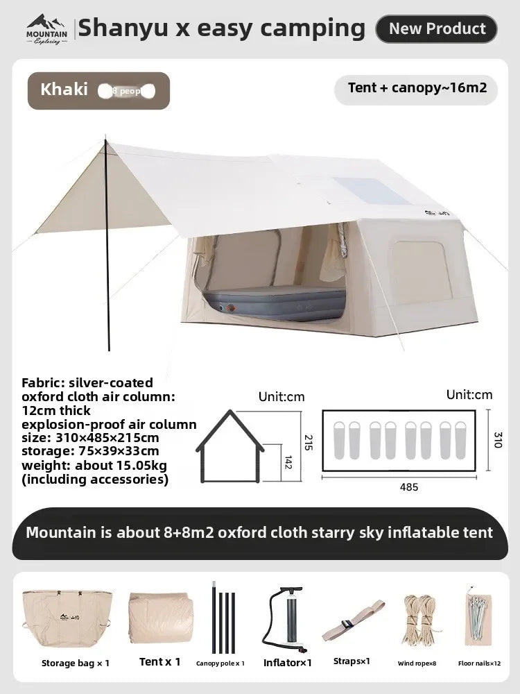 Outdoor Camping Automatic Inflatable Tent Outdoor 2025 New Canopy Two-in-one Camping Family Tent Anti-rain and Sun Protection
