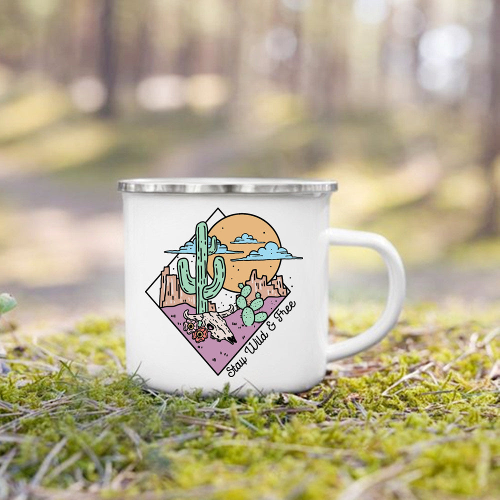 Life Is Better By The Campfire Printed Camper Mugs Camping Enamel Mug Adventure Campfire Party Beer Juice Cup Gifts for Camper