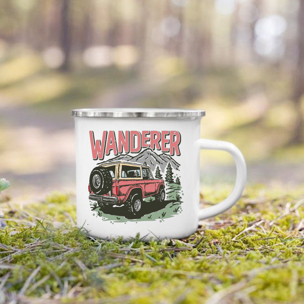 Life Is Better By The Campfire Printed Camper Mugs Camping Enamel Mug Adventure Campfire Party Beer Juice Cup Gifts for Camper