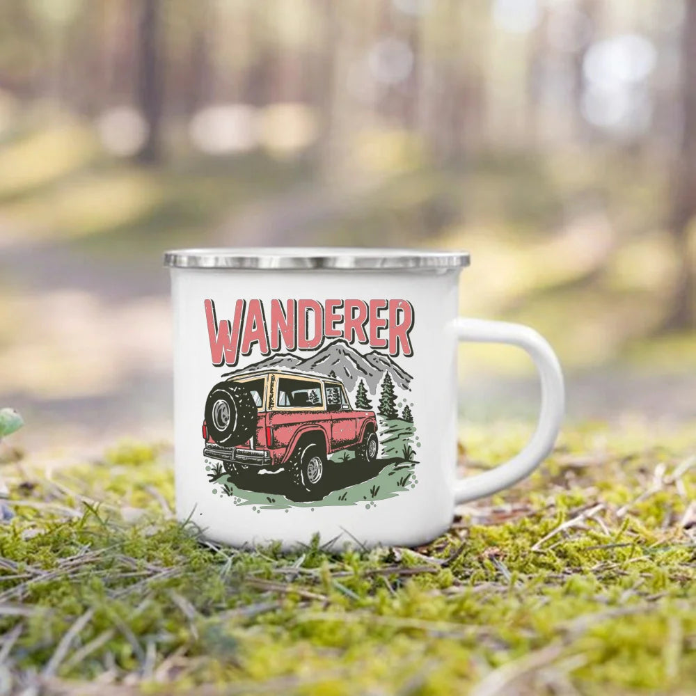 Life Is Better By The Campfire Printed Camper Mugs Camping Enamel Mug Adventure Campfire Party Beer Juice Cup Gifts for Camper
