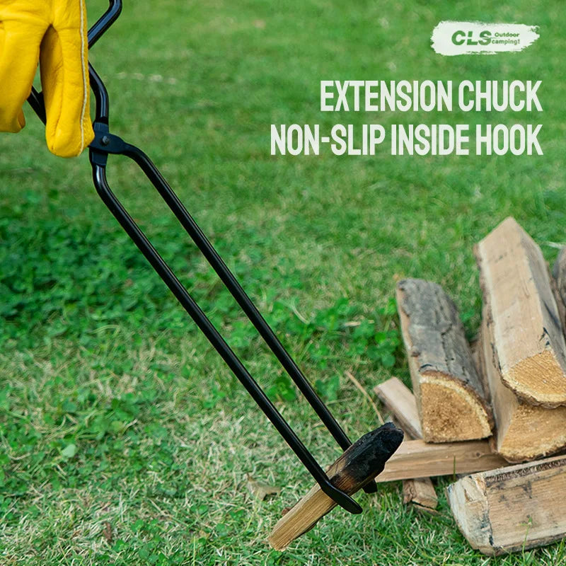 Firewood Tongs Campfire Fire Pit Fireplace Outdoor Indoor Campfire Stove Fire Pliers tool Lengthened anti-scald charcoal clips