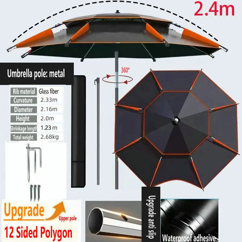 Fishing Umbrella Outdoor Sunshade Protector Thickened Version Beach Camping Backyard Large Parasol Waterproof Outdoor Umbrella