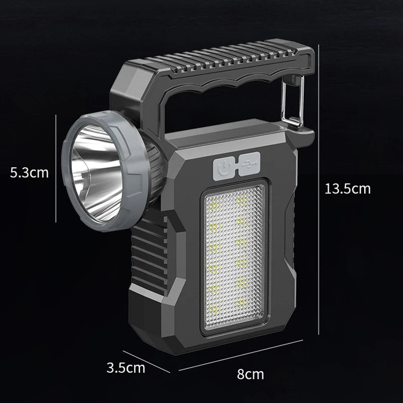 Solar Power LED Flashlights Multifunctional Portable Light Rechargeable Camping Work Light Solar Charging High brightness Torch