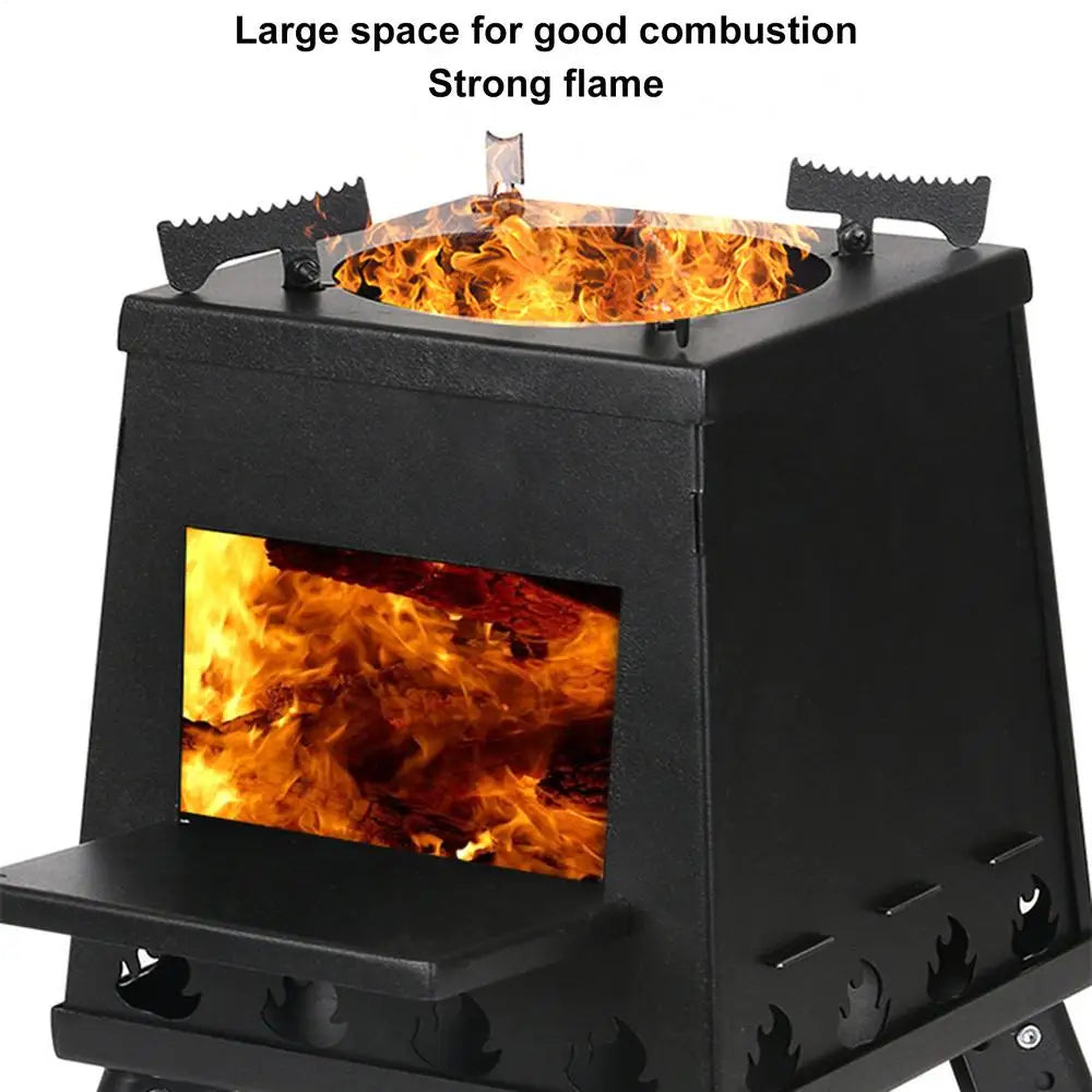Camping Wood Stove Portable Foldable Firewood Burning Stove BBQ Grill Picnic Heating Cooking Grill For Camping accessories