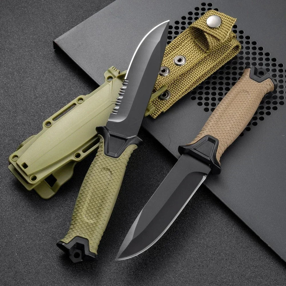 New EDC Tools for Outdoor Use Straight Serrated Knife, Portable Survival Knife for Camping, 440c Steel Fixed Blade Knife