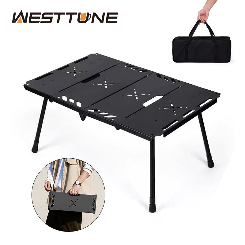 WESTTUNE Folding Camping Table UltraLight Portable Aluminum Alloy Tactical Table for Camping Picnic Travel Outdoor Furniture
