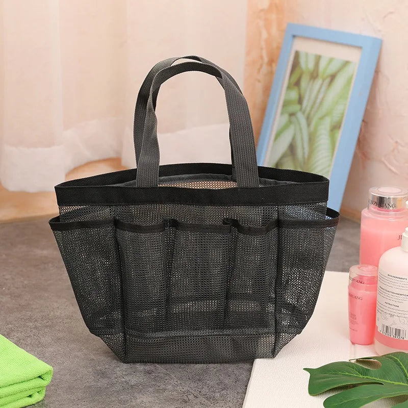 Portable Mesh Shower Caddy Tote Beach Bag Travel Storage Wash Bag Swimming Bath Bag Suitable for Outdoor Camping Quick Dry Tote