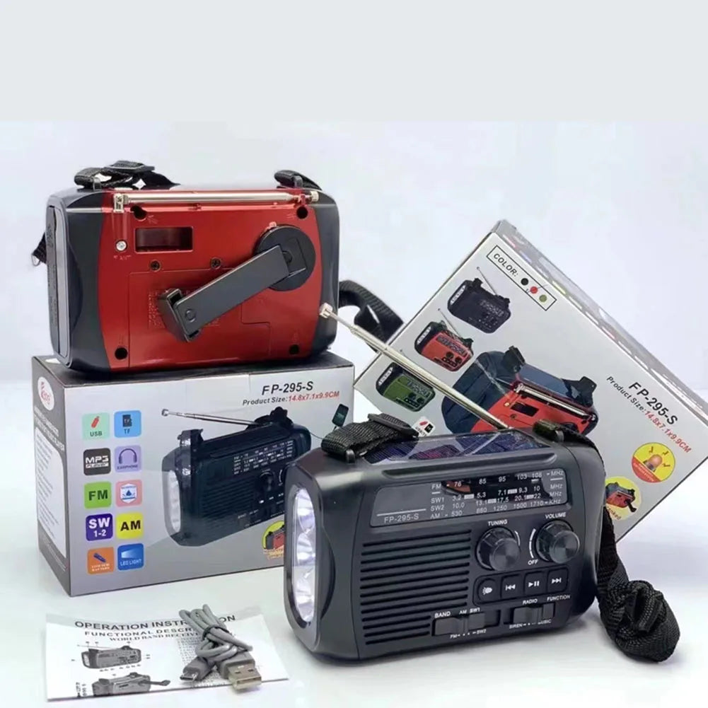 For Outdoor Adventures Camping Radio AM FM Radio Disaster Kit As Show Compact Solar Charging Device Camping Gear