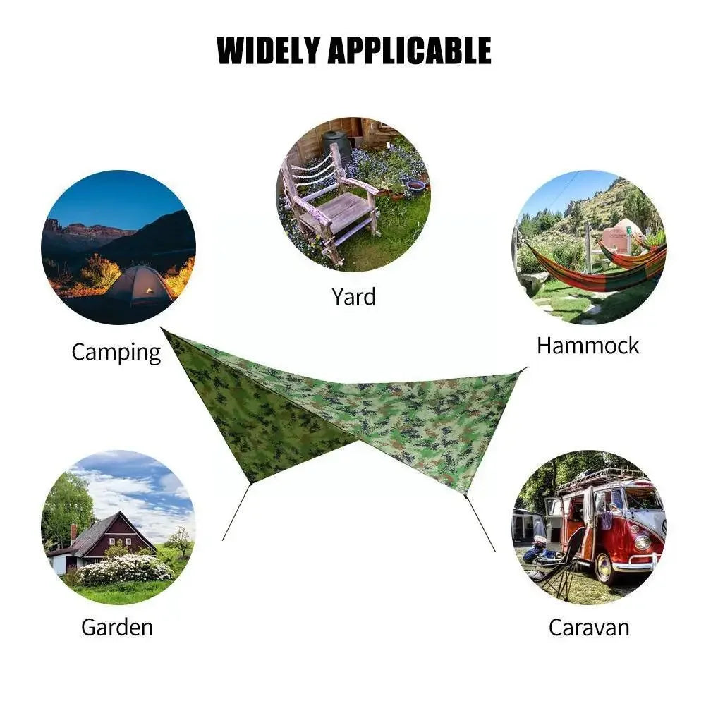 230×140cm Outdoor Waterproof Tarp Camouflage Outdoor Rain Canopy Portable Shade Uv Survival Mat for Picnic、BBQ、Camping、Outdoor