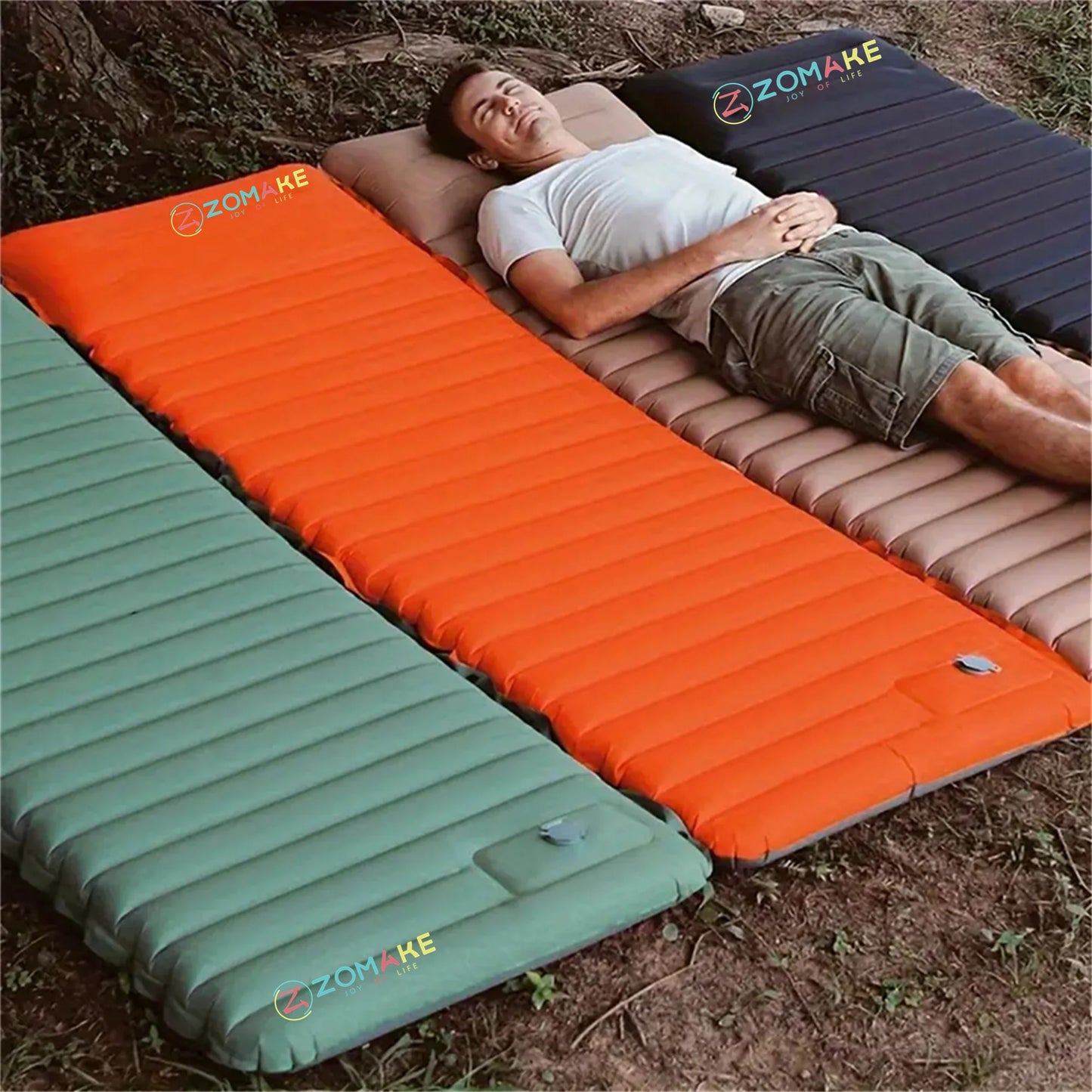 Outdoor Sleeping Pad Camping Inflatable Mattress With Pillows Ultralight Air Mat Built In Inflator Self Inflating Sleeping Mat
