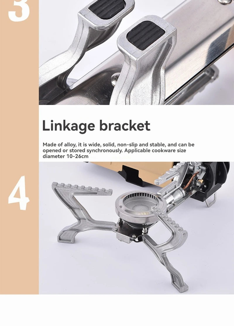 Outdoor Camping Stove Portable Camping Hiking High-Fire Integrated All-in-One Gas Burner Outdoor Backpacking Camp Cooker