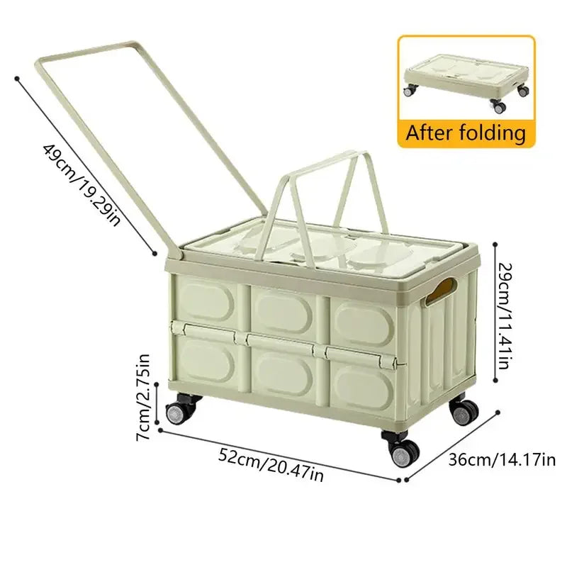 Folding Camping Organizer with Trolley and Wheels Outdoor Food Organizer with Table Board Picnic Chopping Board For Camping