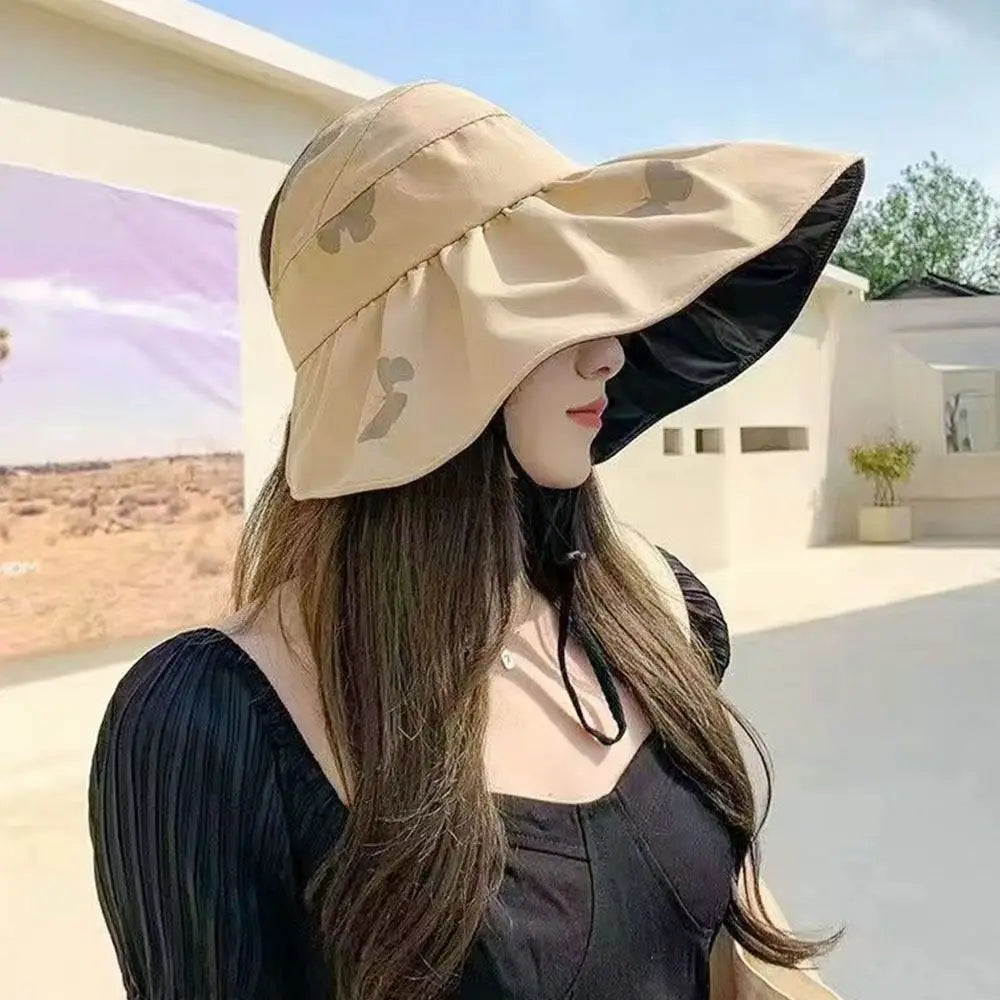 UV Protection Summer Women Foldable Panama Hat UV Protection Sun Cap Beach Cap Bucket Hat Sunshade Hat