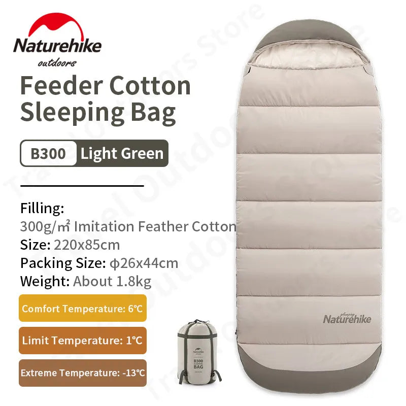 Naturehike Outdoor Sleeping Bag Cotton Envelope Style Spliceable Double Quilt Camping Keep Warm Sleeping Bags Machine Washable