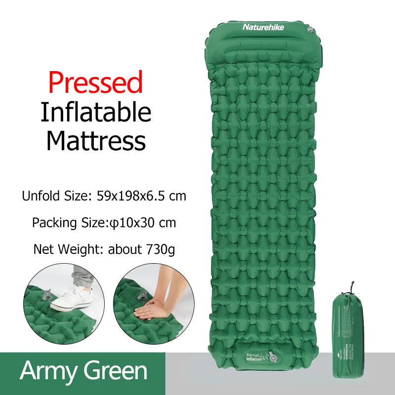Naturehike Inflatable Mattress Camping Mattress Air Mattress Ultralight Outdoor Sleeping Pad Folding Bed Hiking Sleeping Mat