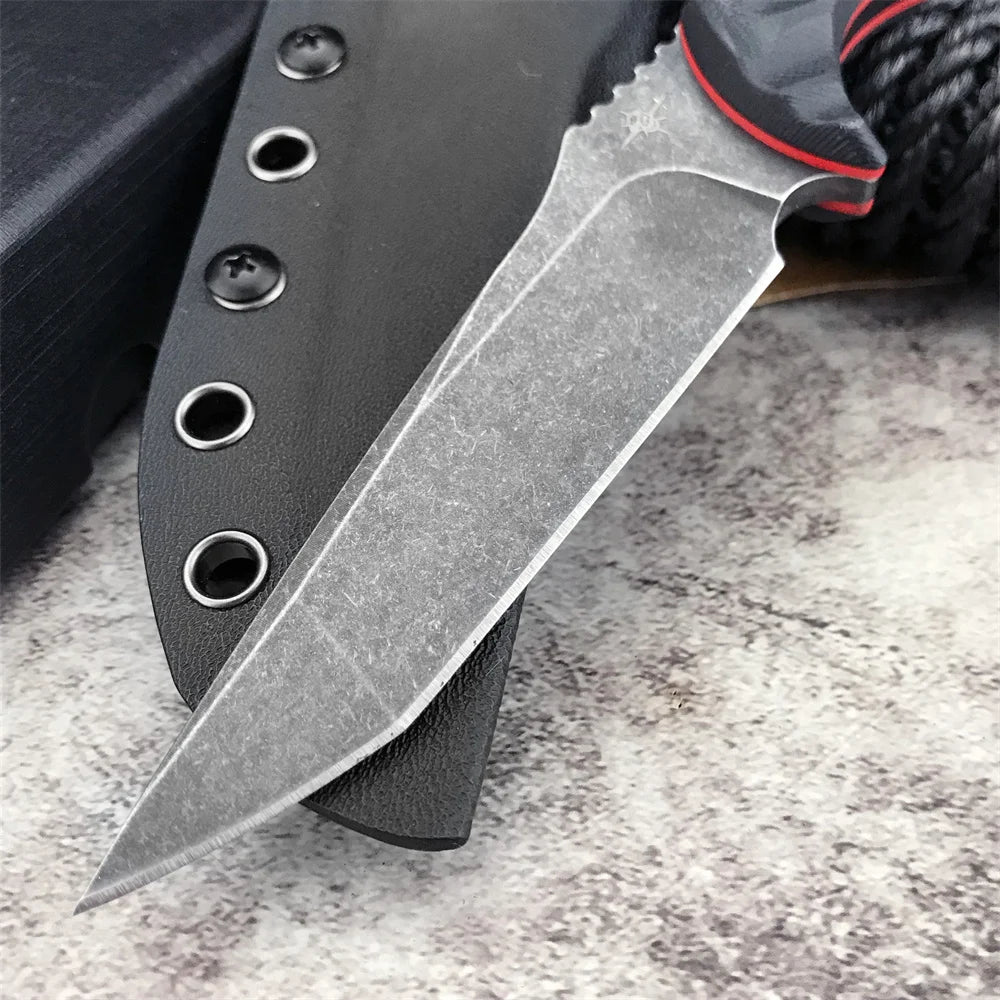 Tactical Fixed Blade Knife Wilderness Survival Knife Coated D2 Blade G10 Handle Utility Knife Camping Hunting  with Kydex Sheath