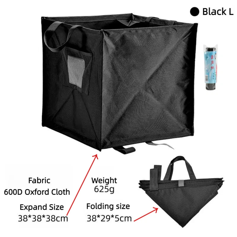 Trash Storage Basket with Rope Storage for Outdoor Camping Trash Organizers