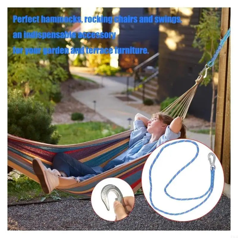 Hammock Suspension Cord Swing Attachment 100cm Suitable for Outdoor Tree Hanging and Playgrounds Set with Stainless Hook