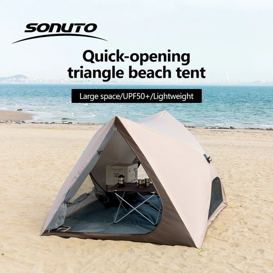 2-4 Person Camping Tent Quick Setup, Waterproof Windproof Sun Protection, Lightweight Portable for Beach Hiking, 210D Oxford