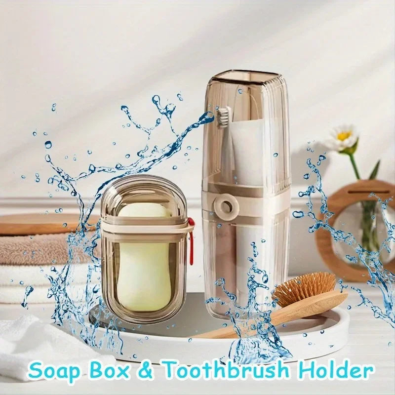 portable travel soap box and toothbrush holder set - durable plastic, perfect for camping, bathroom accessories