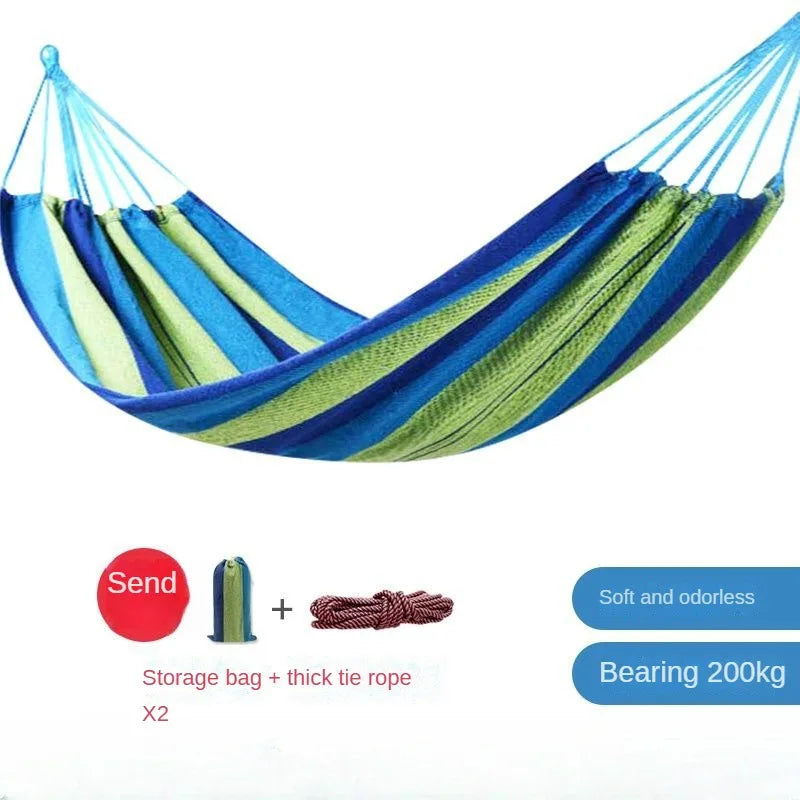 New Creative Canvas Single Hammock Outdoor Courtyard Sleeping Hammock Camping Indoor Children's Swing Thick Striped Hammock