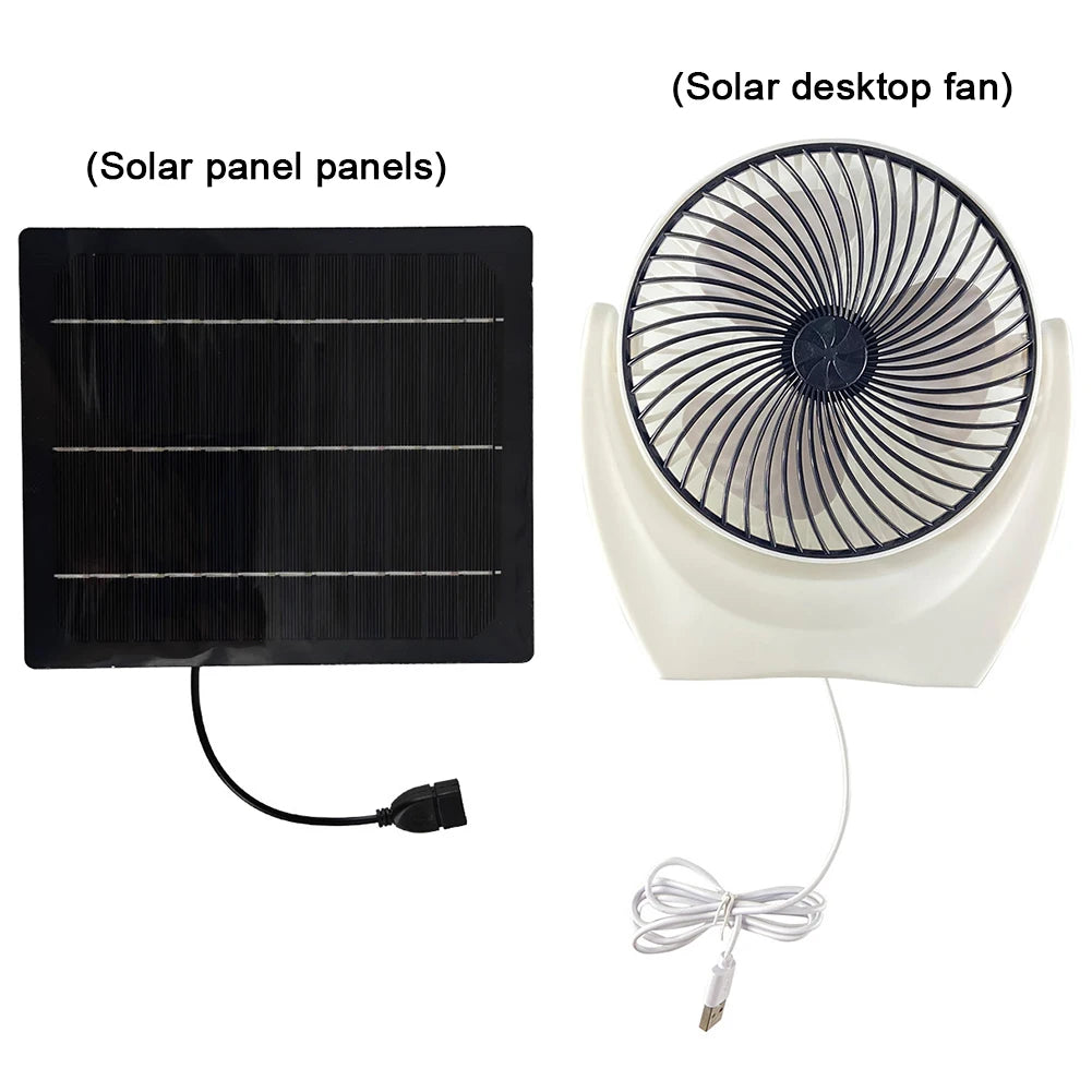 Solar Panel Fan Solar Powered Camping Fan with USB Outdoor Fan Solar Charger Desk Fan for Outdoor Camping Hiking Fishing Travel
