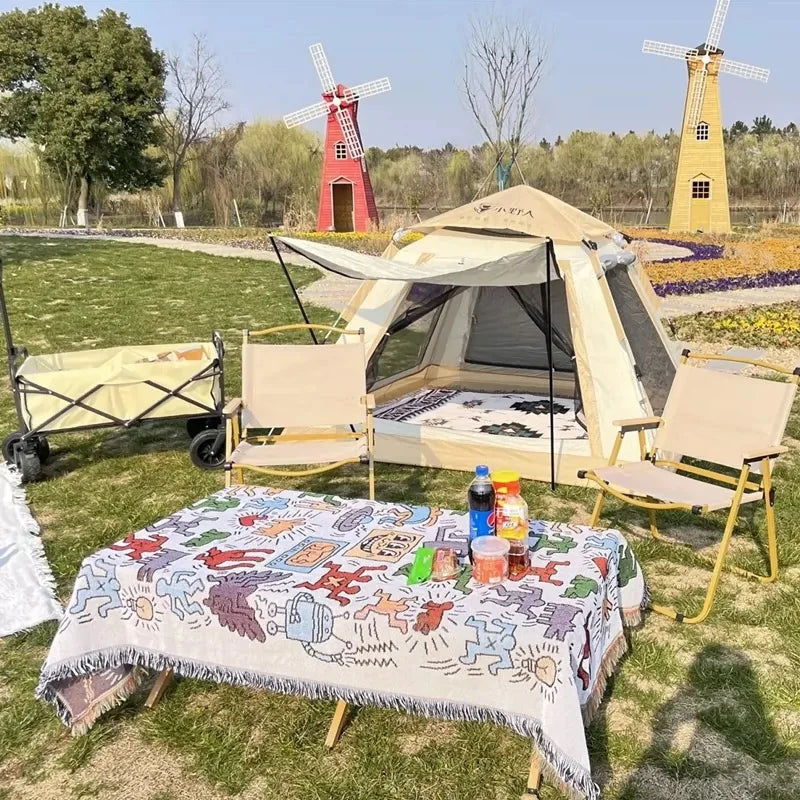 1pc camping blanket, picnic mat, durable, lightweight, waterproof, hand washable, suitable for outdoor use on lawns and tents