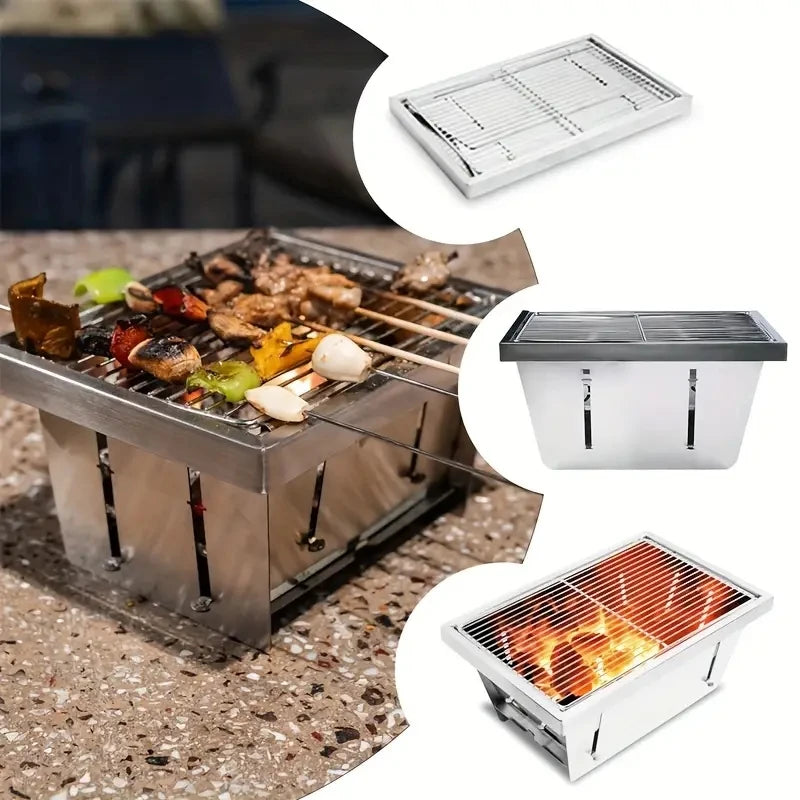 Portable foldable barbecue grill, easy to carry and clean, compact and convenient in design, suitable for home and outdoor use