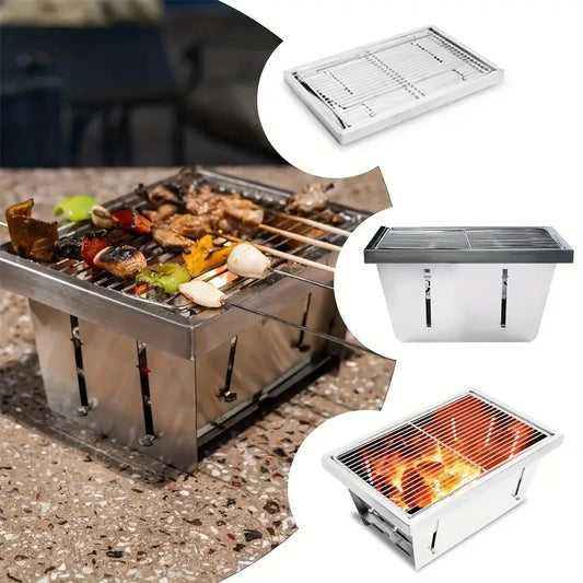 Portable foldable barbecue grill, easy to carry and clean, compact and convenient in design, suitable for home and outdoor use