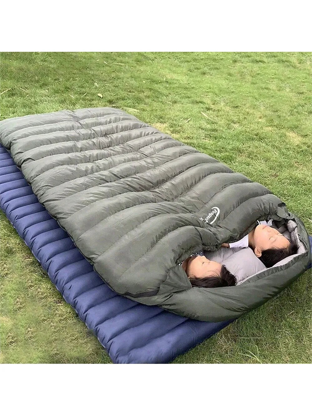 Outdoor camping, mummy style, double sleeping bag, 93% duck down 2000g filling, thickened, cold-proof and warm, adult sleeping b