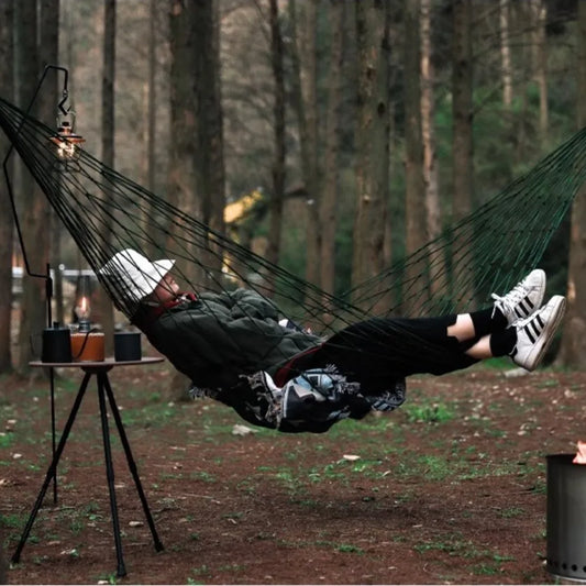 Outdoor Sport Hammock Portable Simple Hammocks Strong Thick Nylon Rope Hammock For Garden Beach Yard Travel Swing Hanging Bed