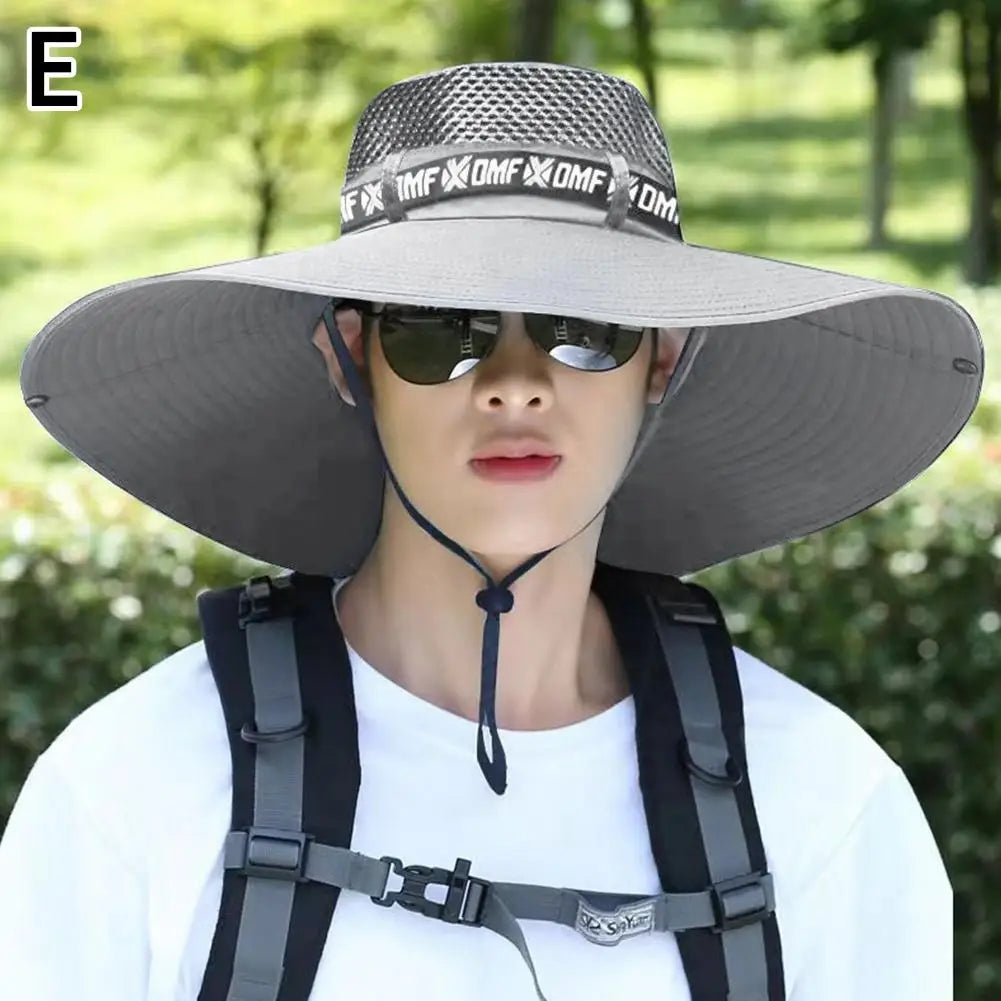Summer Large Sun Hat Men Women Breathable Fishing Caps Sun UV Protection Mesh Fisherman Hat Hiking Outdoor Beach Cap