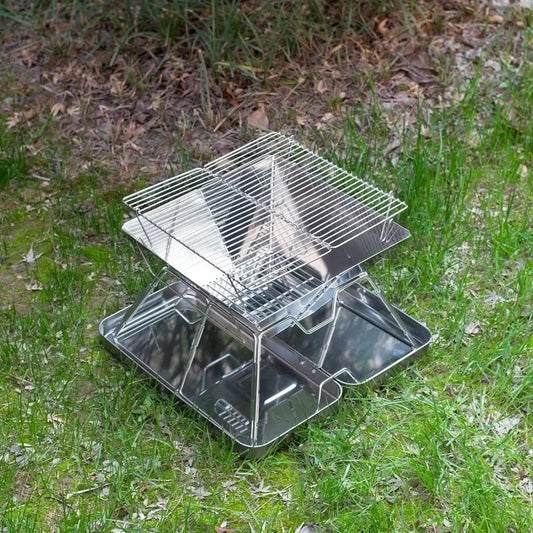 Folding Stainless Steel Camping Fire Pit Portable Charcoal Grill Backpacking Grill for Outdoor Cooking Hiking Camping Picnics