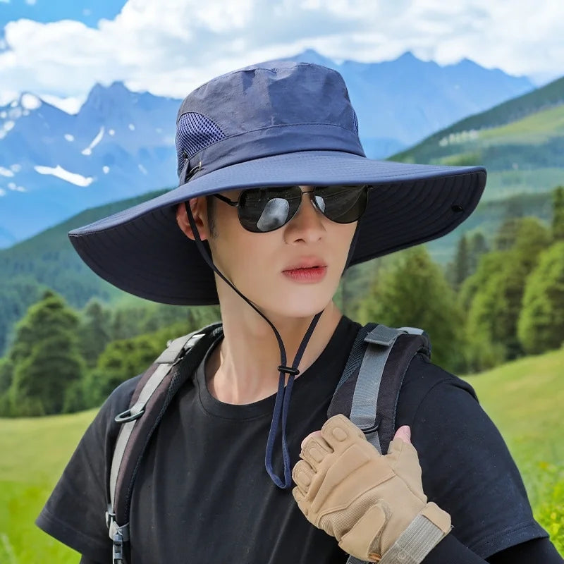 Sunshade Bucket Hat Mountaineering Sun Hat Men's Summer Fishing Hat Sun Protection Hat Large Brim UV Protection Men's Hat 2