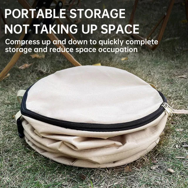 Camping Trash Can Pop-up Circular Storage Pail Canvas Foldable Recycling Bin Outdoor Garbage Garden Yard Garbage Bag