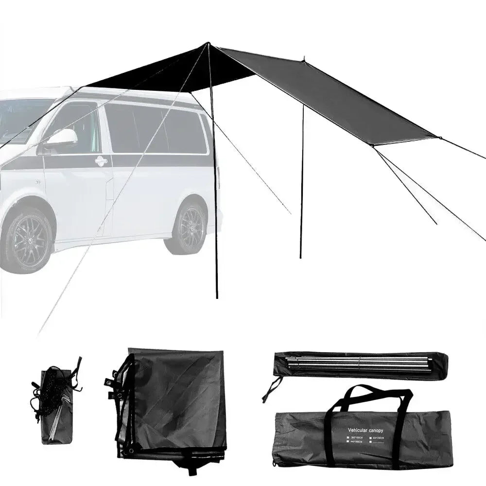 Camping Tent Automobile Suv Side Roof Top Awning Sun Canopy Sunshade For Motorhome Van Campervan Suv Black Car Awning