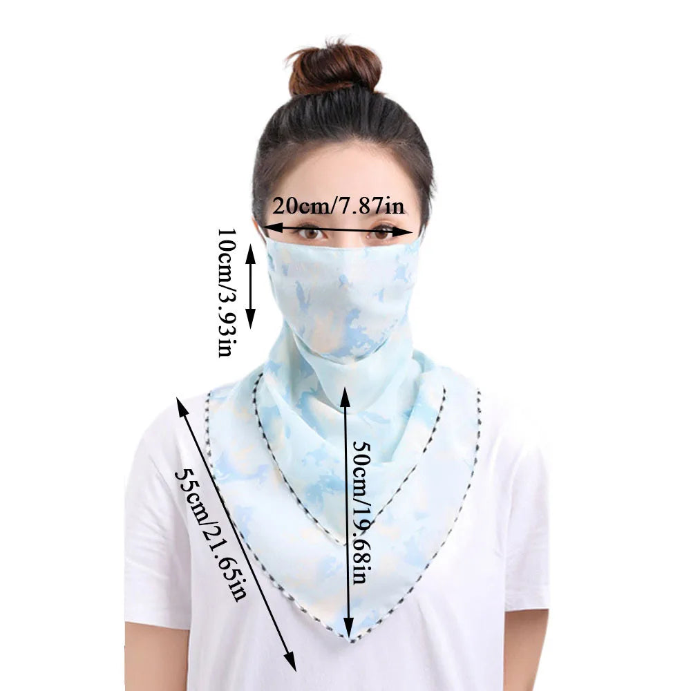 UV Protection Mask Flower Pattern Ear Hanging Sunscreen Mask UV Protection Neck Wrap Cover Bandana Scarf Women Sun Blocking Mask