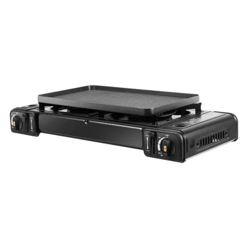 Black Portable Camping Stove 2 Burners Camping Stove Camping Stove W/Grill Tray